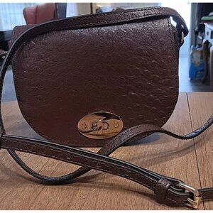 Ashwood Brown Saddle Crossbody Purse Genuine Leather Mini Purse‎ Gold Hardware